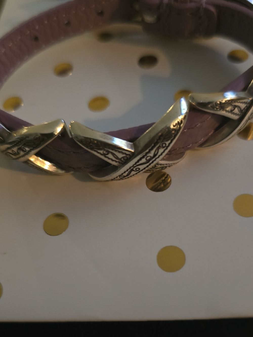 Brighton Stylish Lavender Braided Leather Bracelet with Silver Accents
